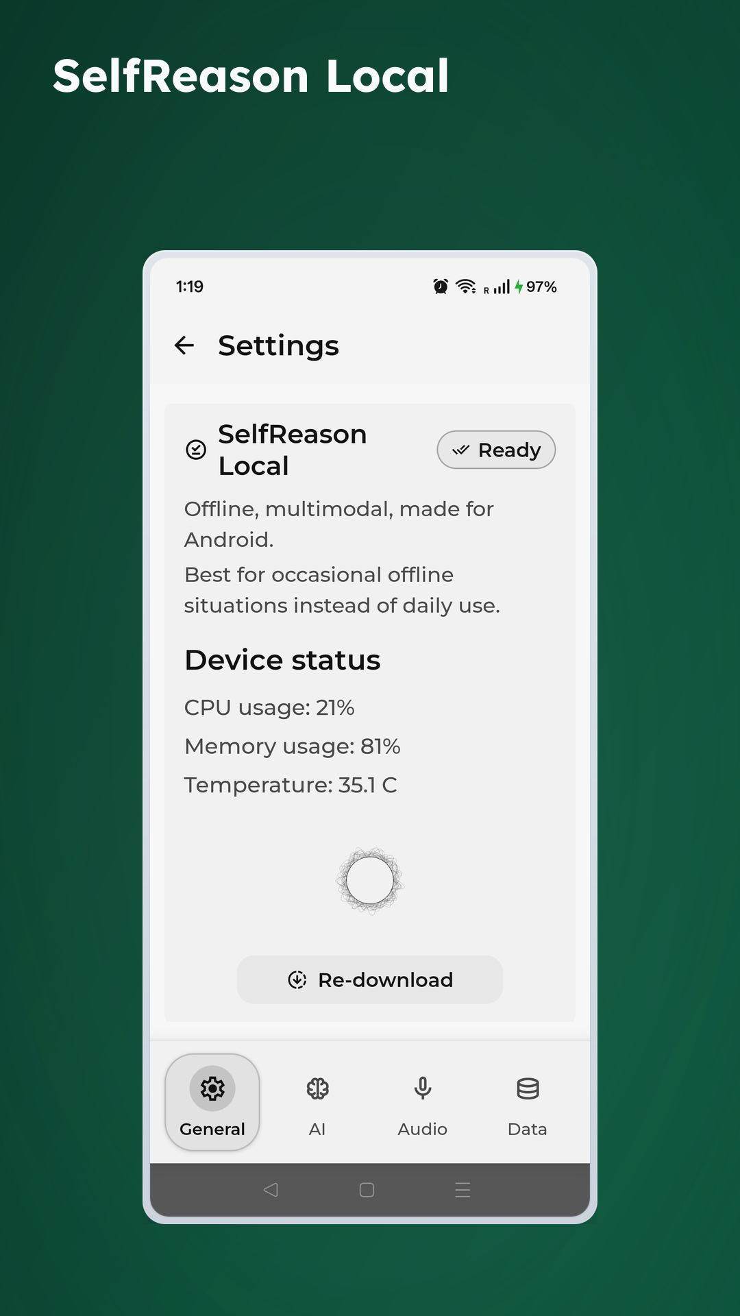 SelfReason Local interface preview